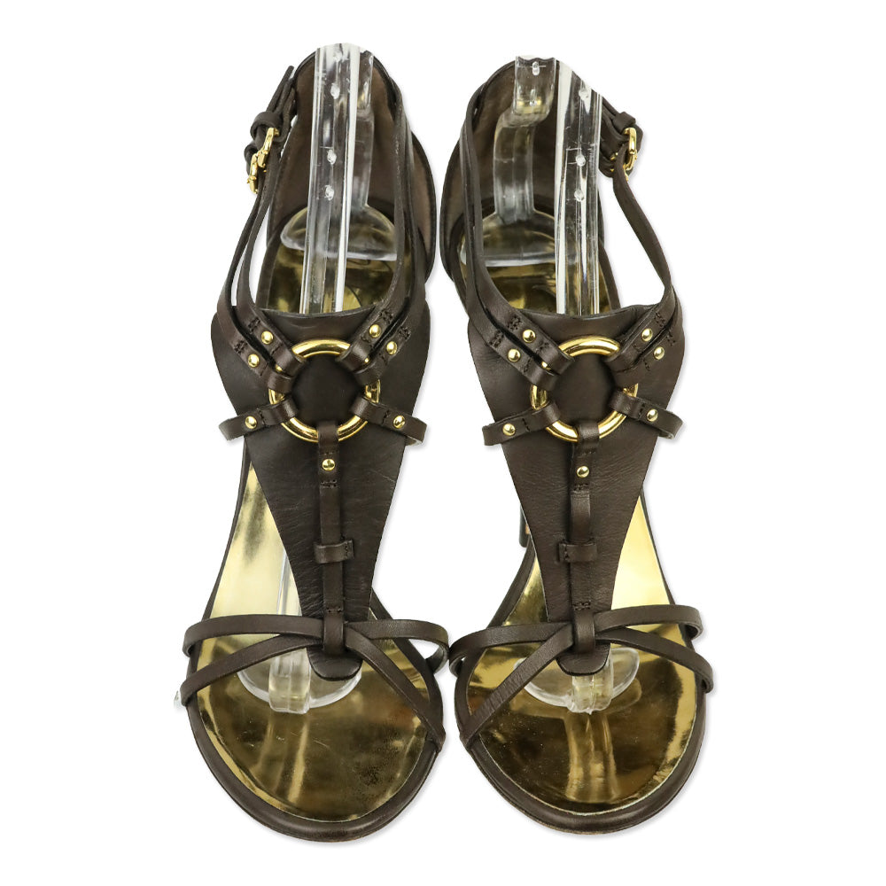 Giuseppe Zanotti Brown Leather Harness Y-Strap Sandals