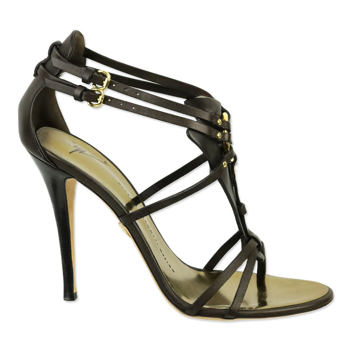 Giuseppe Zanotti Brown Leather Harness Y-Strap Sandals