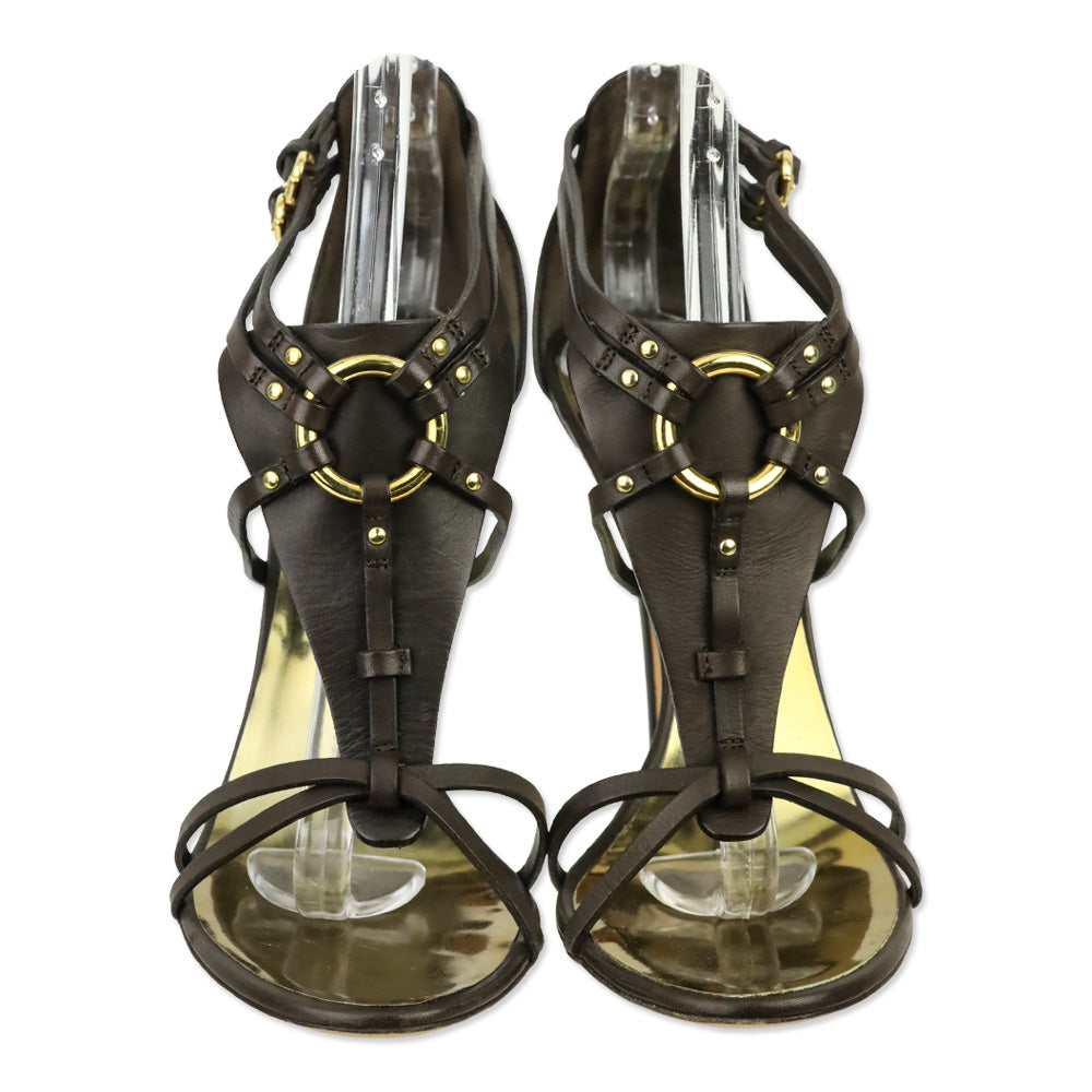 Giuseppe Zanotti Brown Leather Harness Y-Strap Sandals