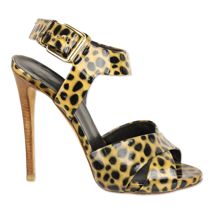Giuseppe Zanotti Cheetah Print Patent Leather Ankle-Strap Sandal