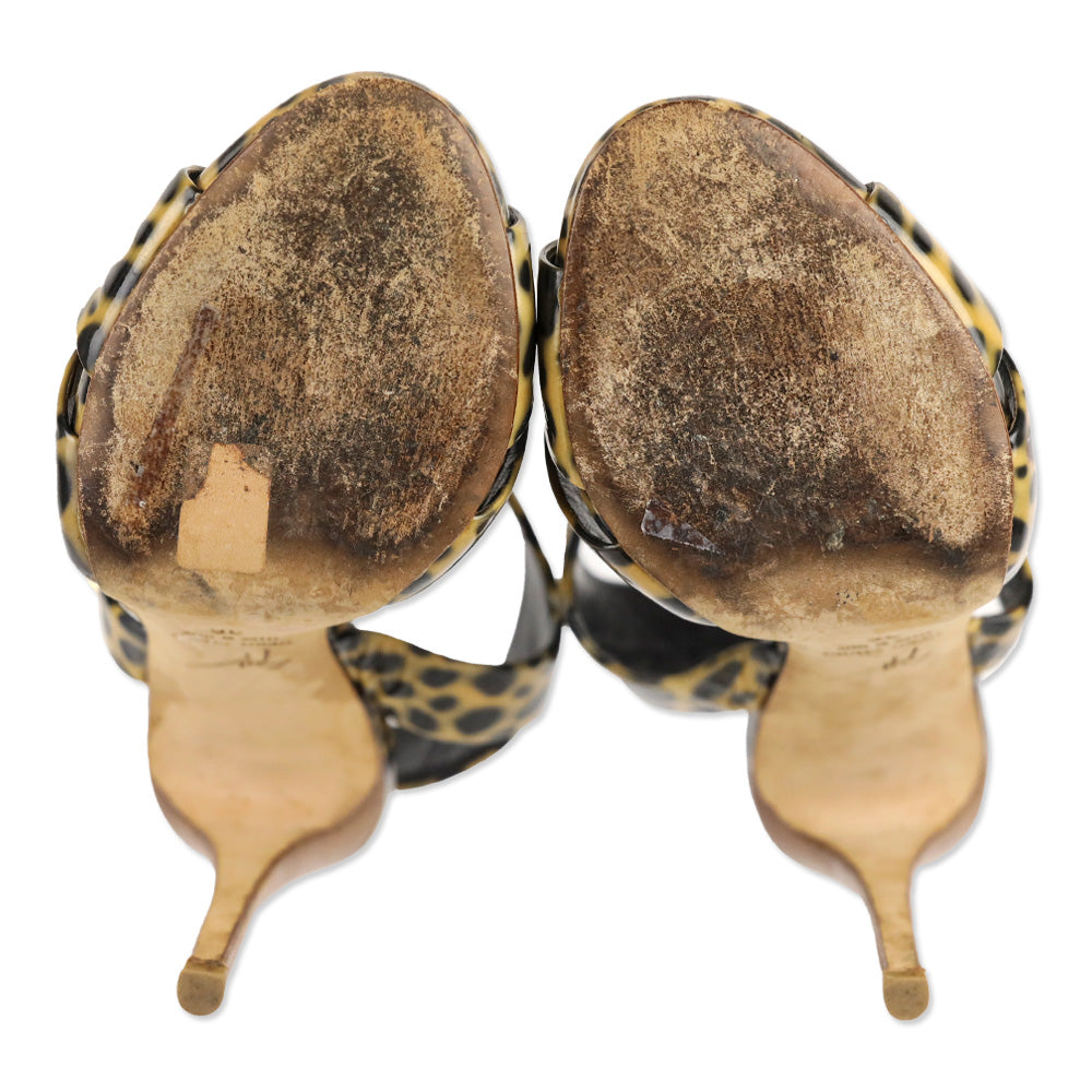 Giuseppe Zanotti Cheetah Print Patent Leather Ankle-Strap Sandal