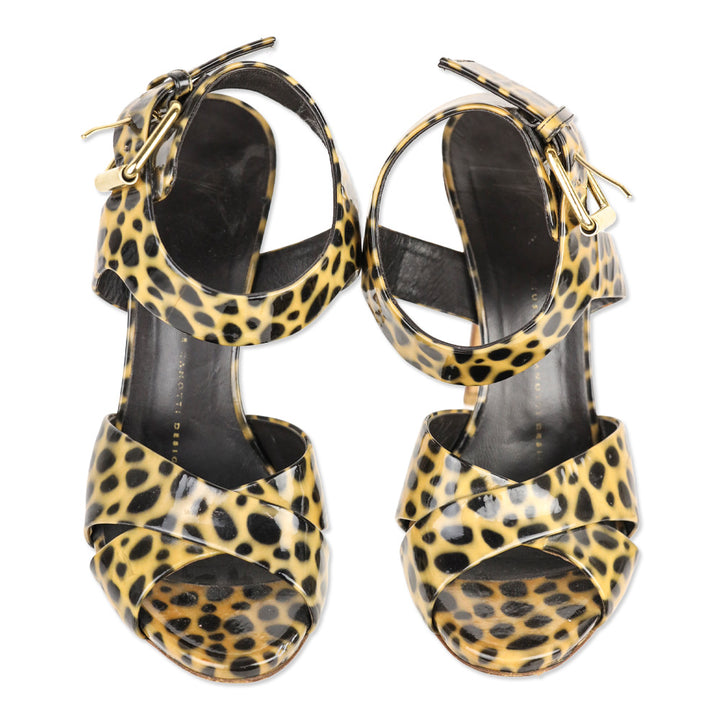 Giuseppe Zanotti Cheetah Print Patent Leather Ankle-Strap Sandal