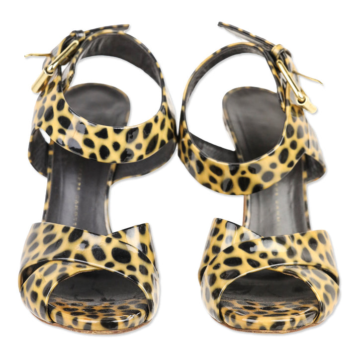 Giuseppe Zanotti Cheetah Print Patent Leather Ankle-Strap Sandal