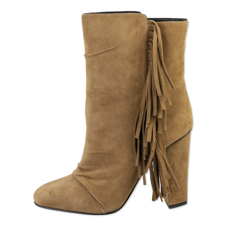 Giuseppe Zanotti Chocolate Suede Fringed Alabama Ankle Boots