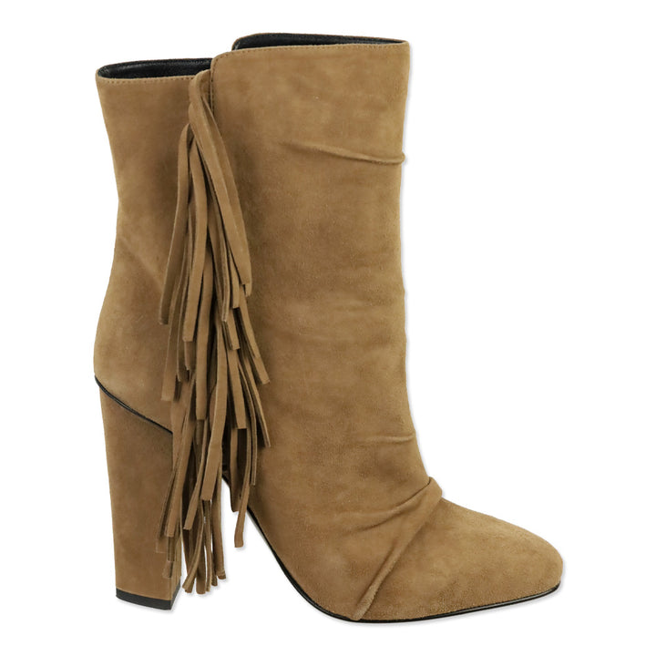Giuseppe Zanotti Chocolate Suede Fringed Alabama Ankle Boots