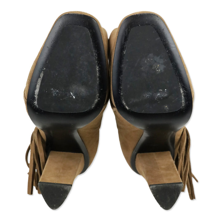 Giuseppe Zanotti Chocolate Suede Fringed Alabama Ankle Boots