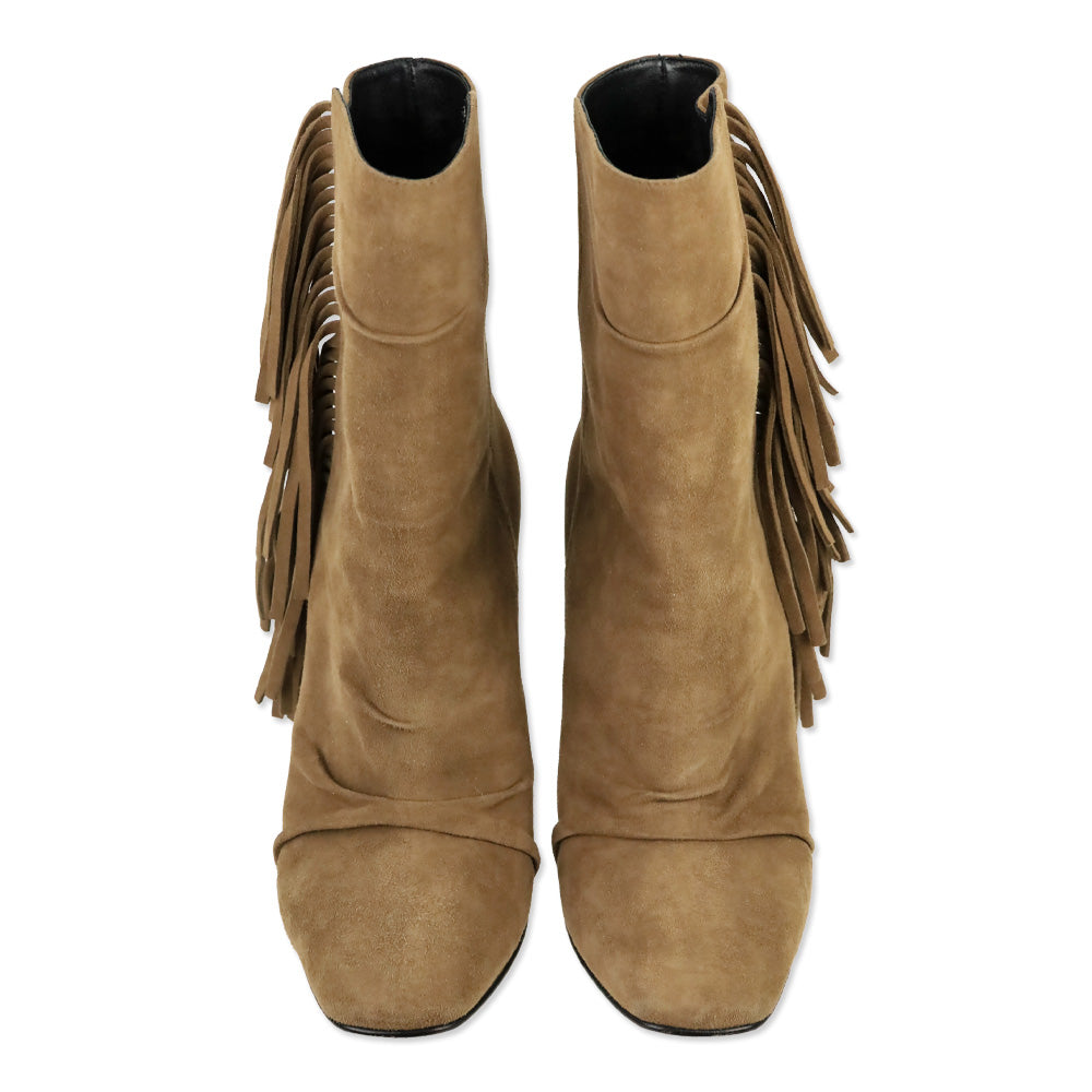 Giuseppe Zanotti Chocolate Suede Fringed Alabama Ankle Boots