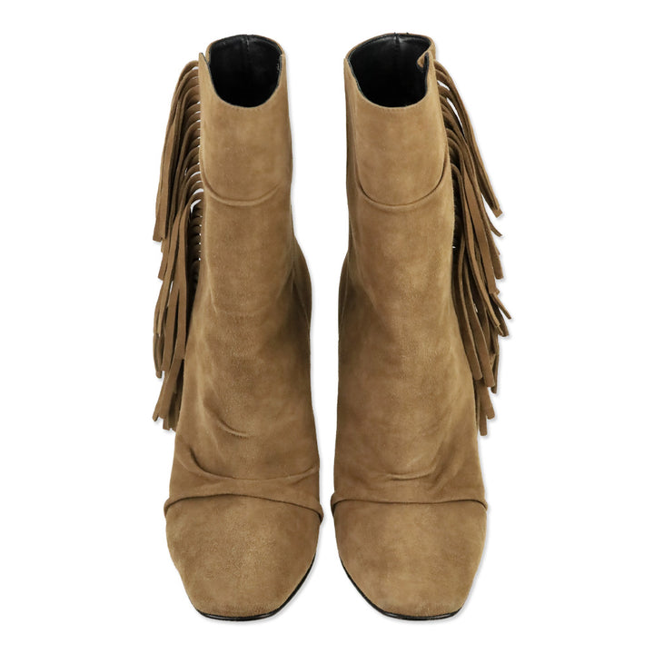 Giuseppe Zanotti Chocolate Suede Fringed Alabama Ankle Boots