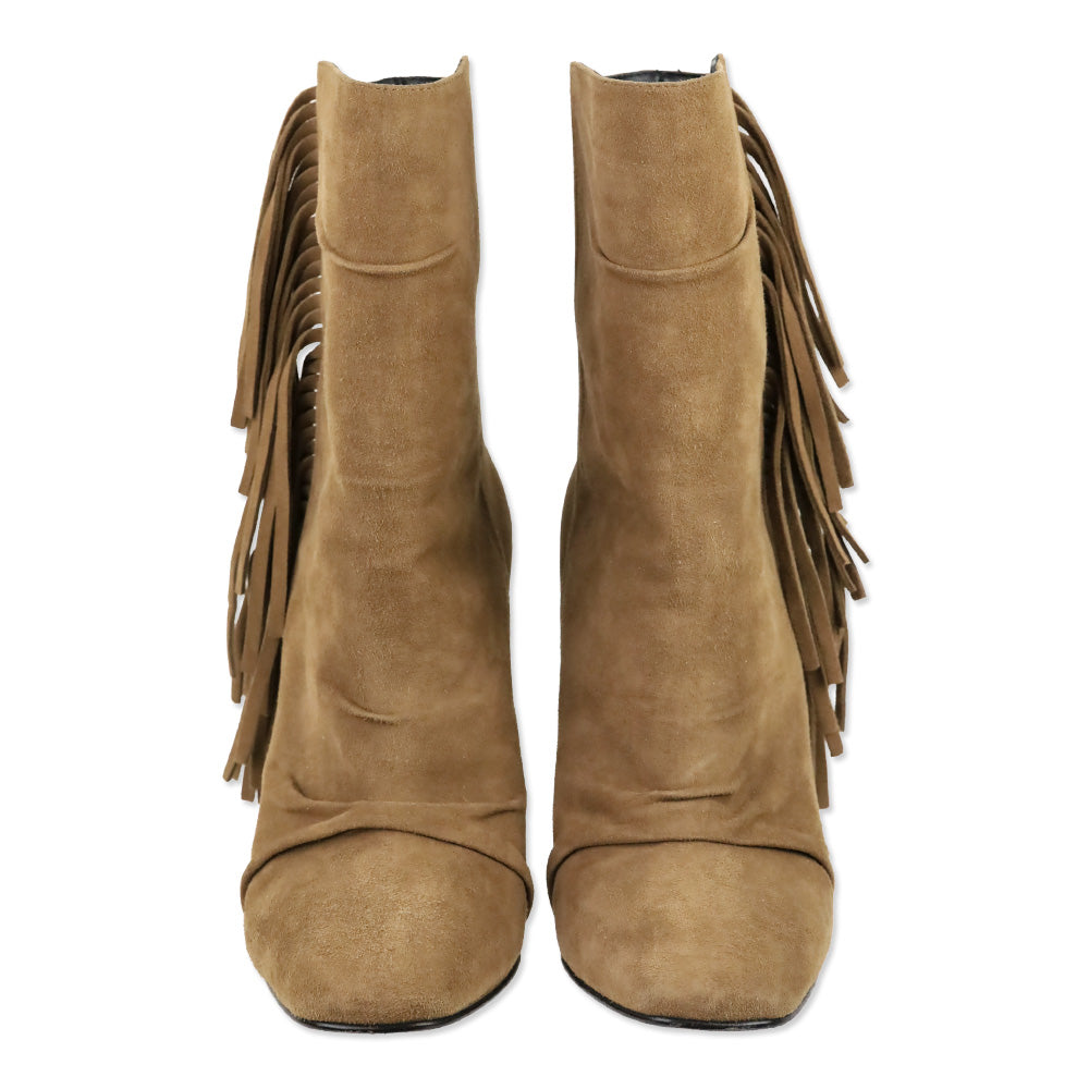 Giuseppe Zanotti Chocolate Suede Fringed Alabama Ankle Boots
