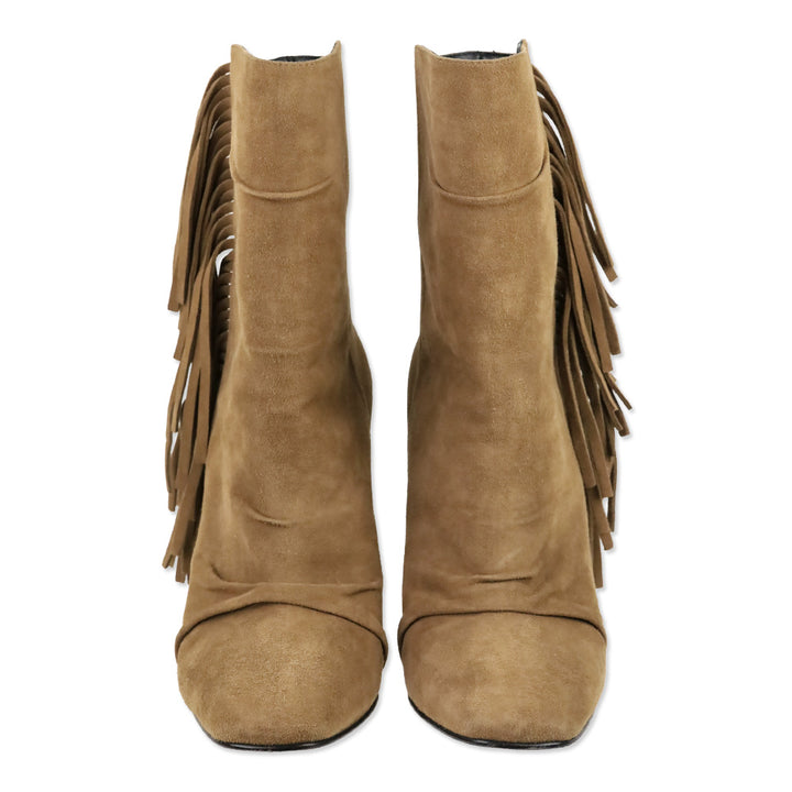Giuseppe Zanotti Chocolate Suede Fringed Alabama Ankle Boots