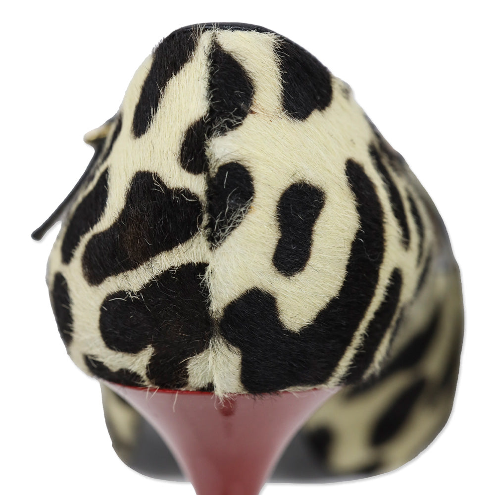Giuseppe Zanotti Cream/Brown Cheetah Print Calfhair Mary Jan Peep Toe Pumps