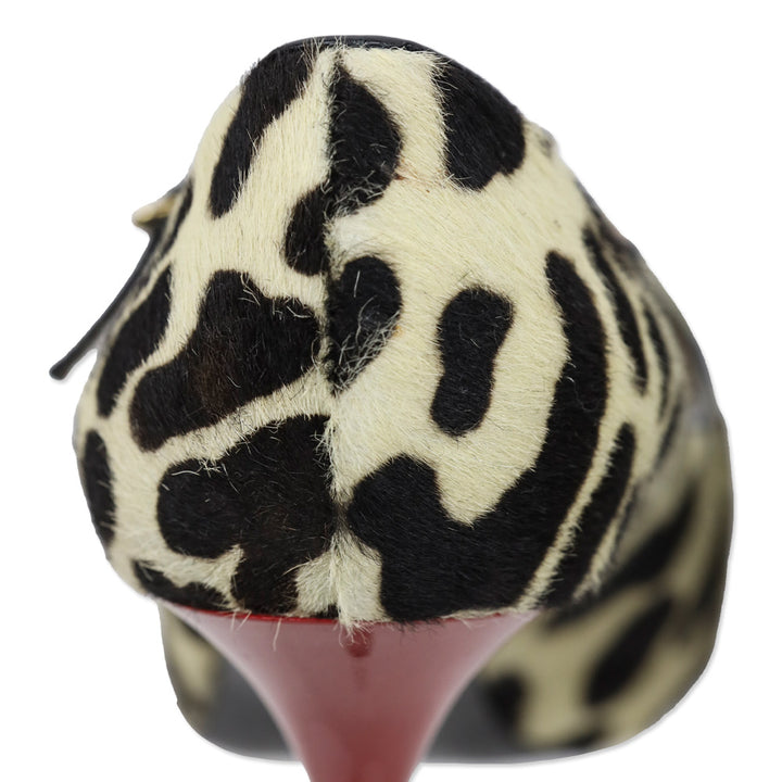 Giuseppe Zanotti Cream/Brown Cheetah Print Calfhair Mary Jan Peep Toe Pumps