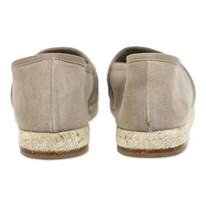 Giuseppe Zanotti Light Brown Suede Beaded Embroidered Espadrille Flat