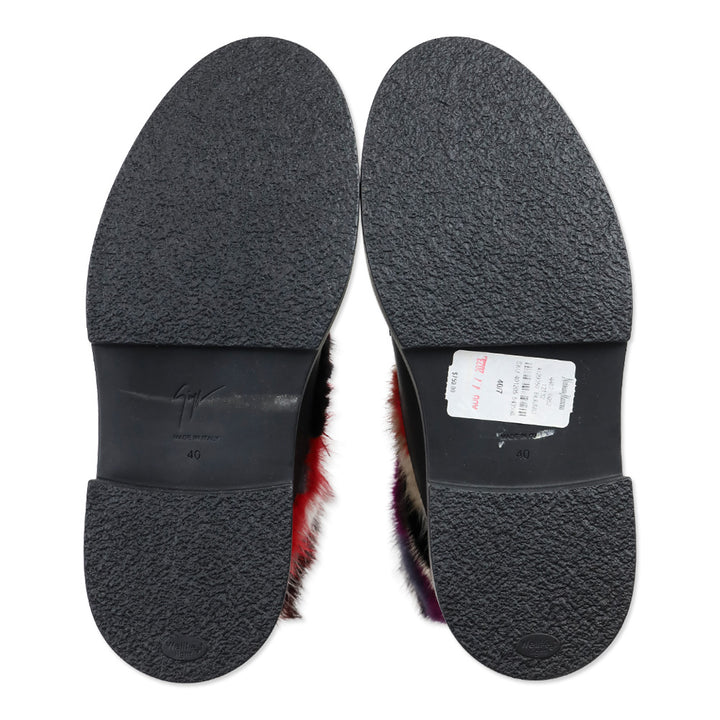 Giuseppe Zanotti Men's Multicolor Striped Faux-Fur Combat Boots