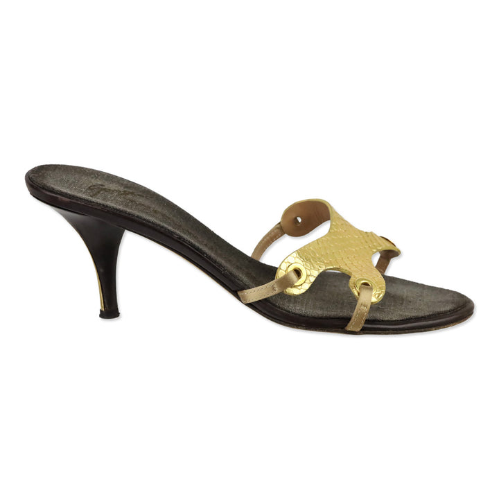 Giuseppe Zanotti Metallic Gold Snakeskin Mule