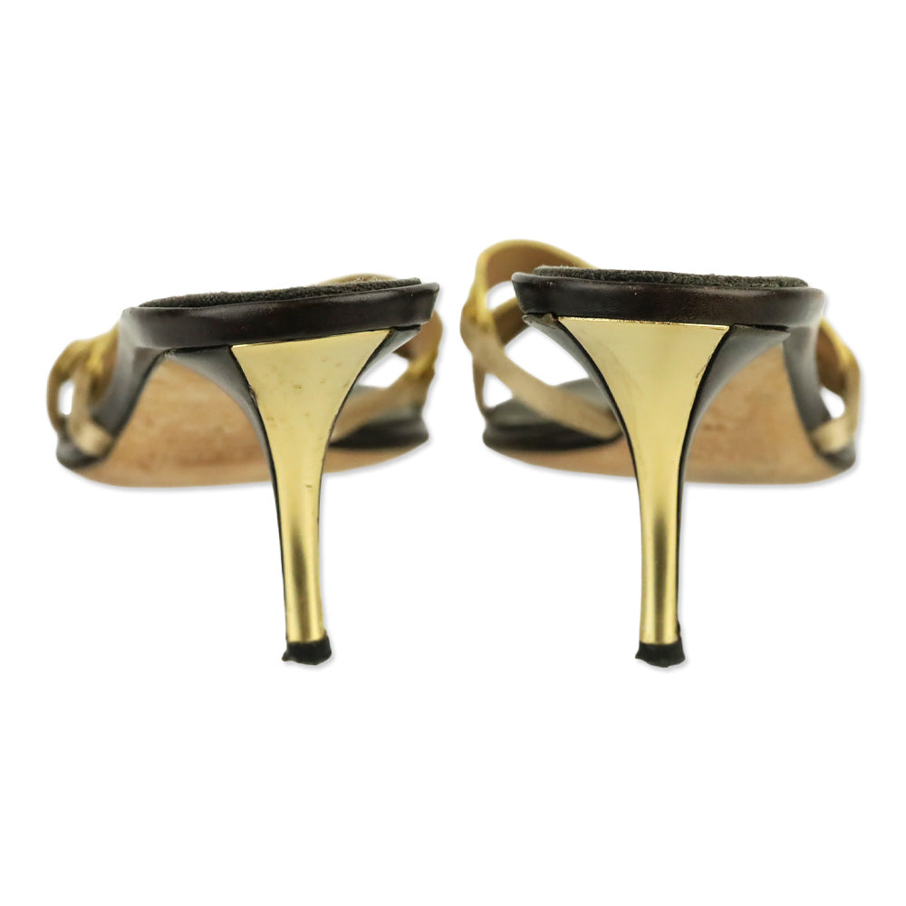 Giuseppe Zanotti Metallic Gold Snakeskin Mule