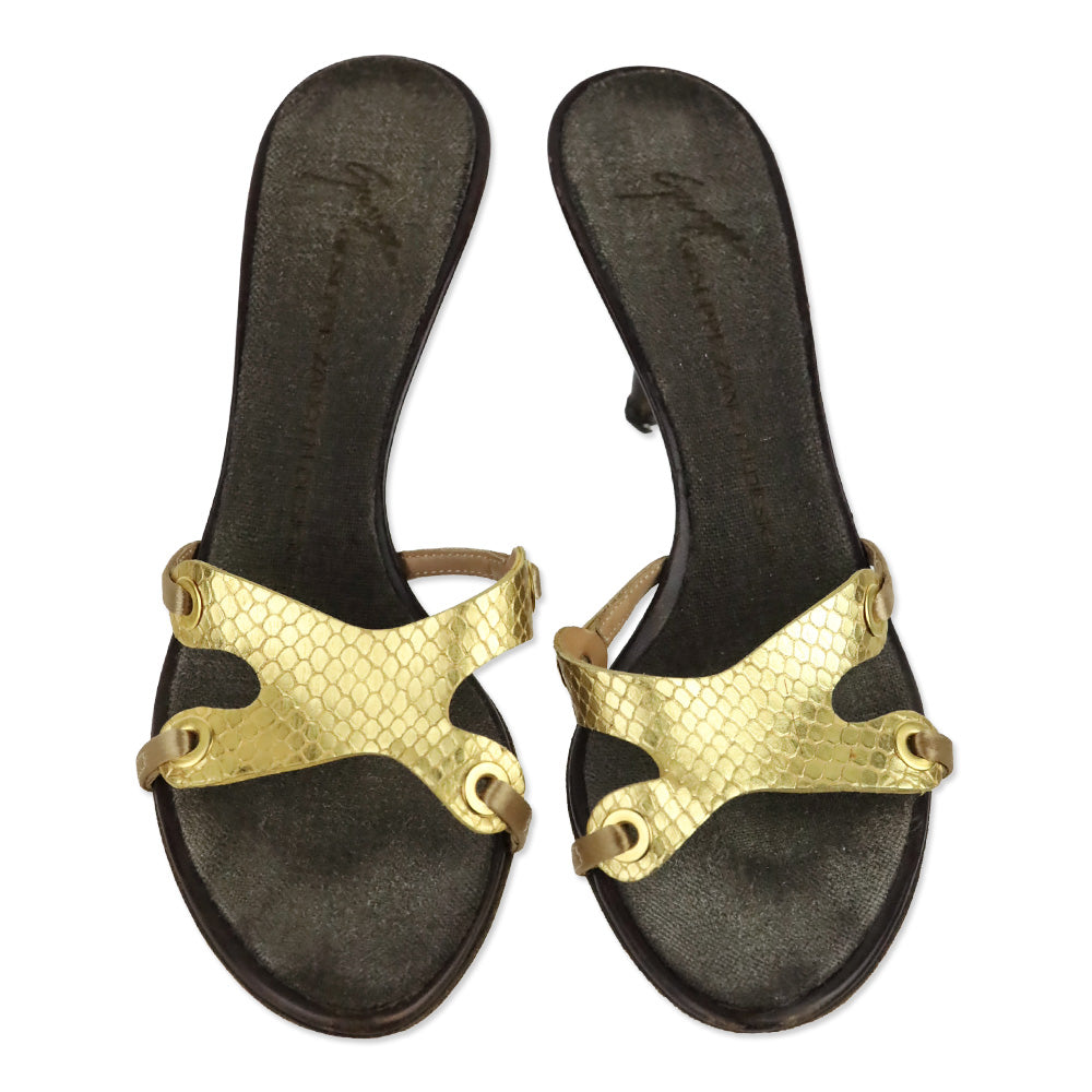 Giuseppe Zanotti Metallic Gold Snakeskin Mule