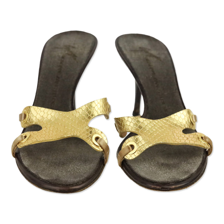Giuseppe Zanotti Metallic Gold Snakeskin Mule