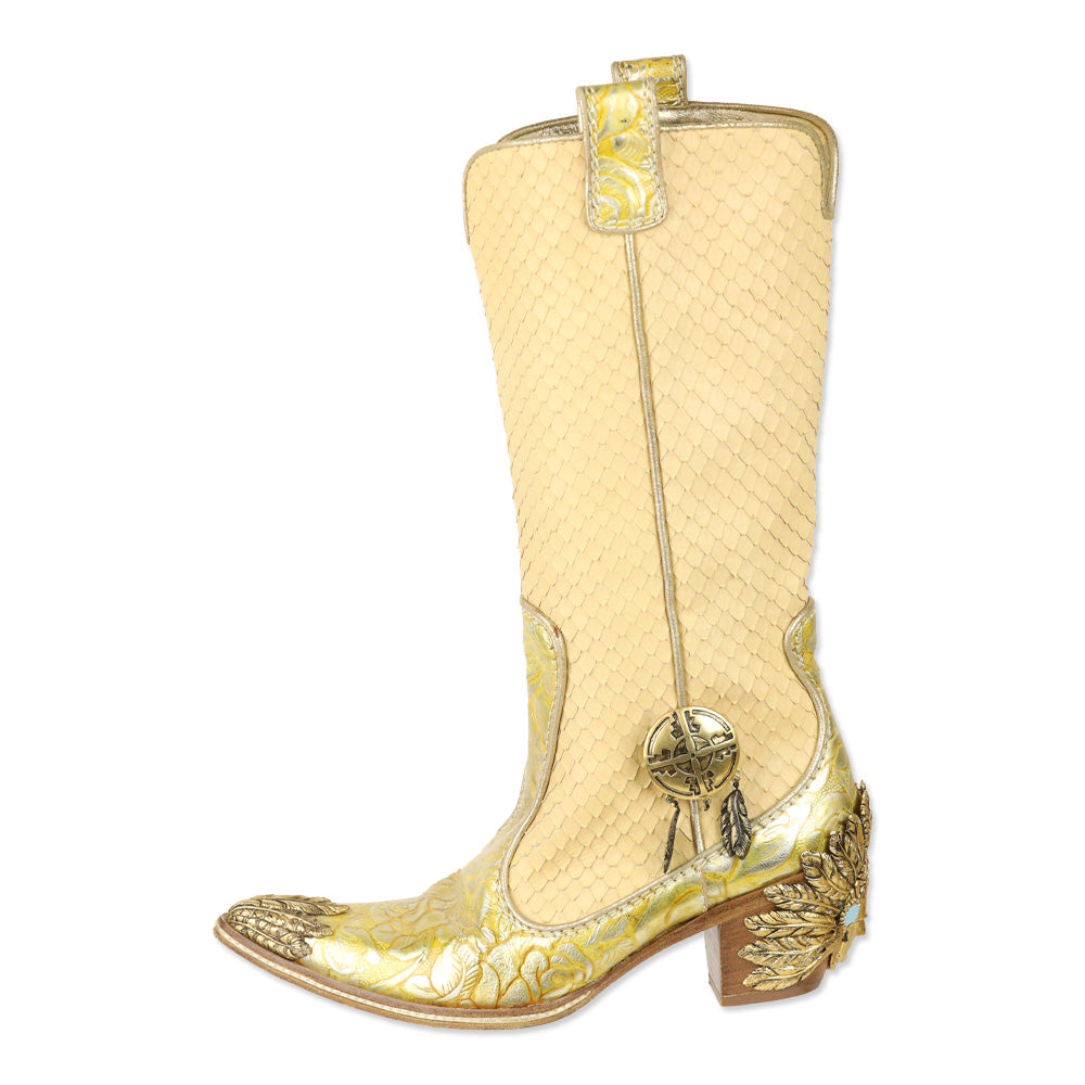 Giuseppe Zanotti Vicini Ivory Python Chief Head Cowboy Boots