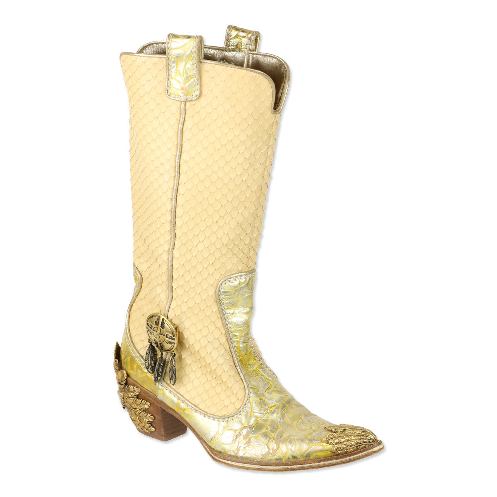 Giuseppe Zanotti Vicini Ivory Python Chief Head Cowboy Boots