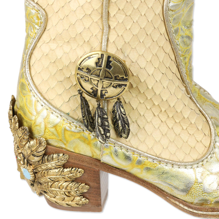 Giuseppe Zanotti Vicini Ivory Python Chief Head Cowboy Boots