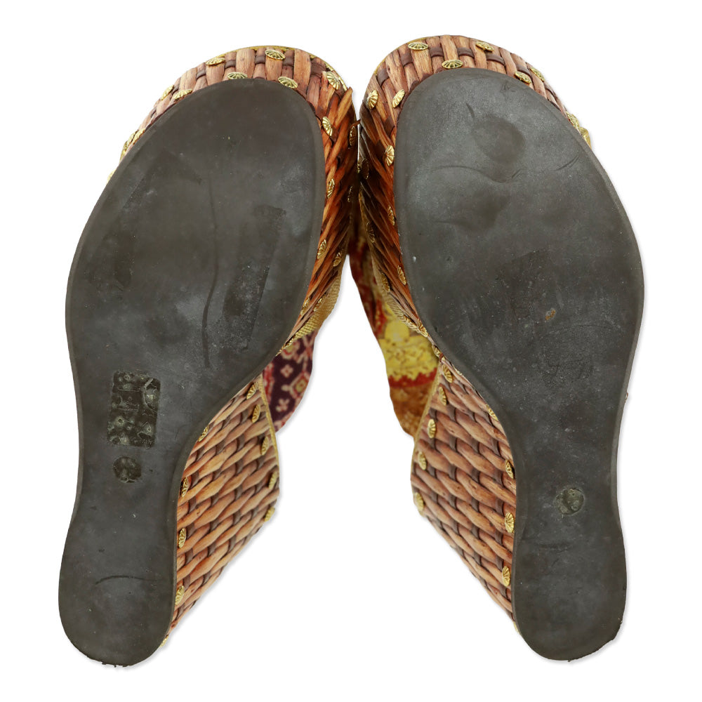 Giuseppe Zanotti Zambia Oro Scarf Wrap Bamboo Wedge Sandal