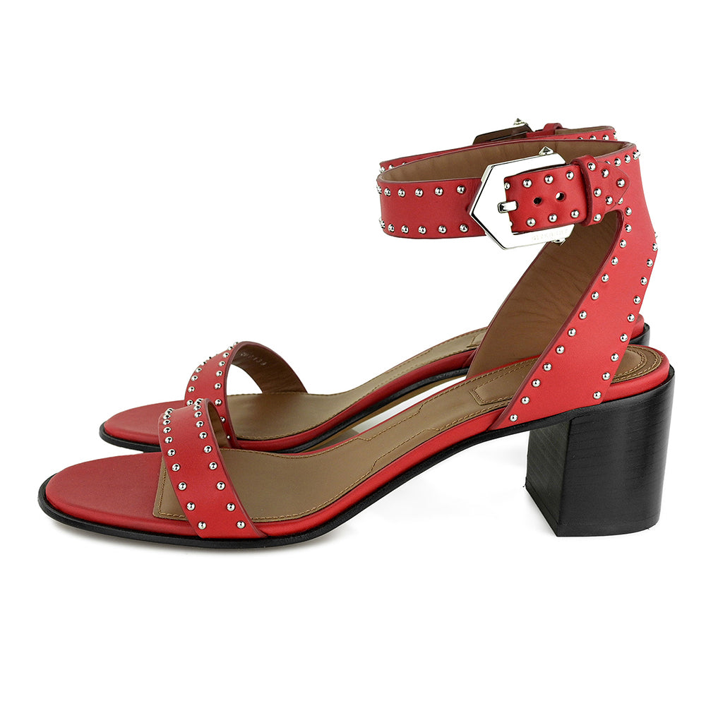 Givenchy Red Leather Studded Sandals