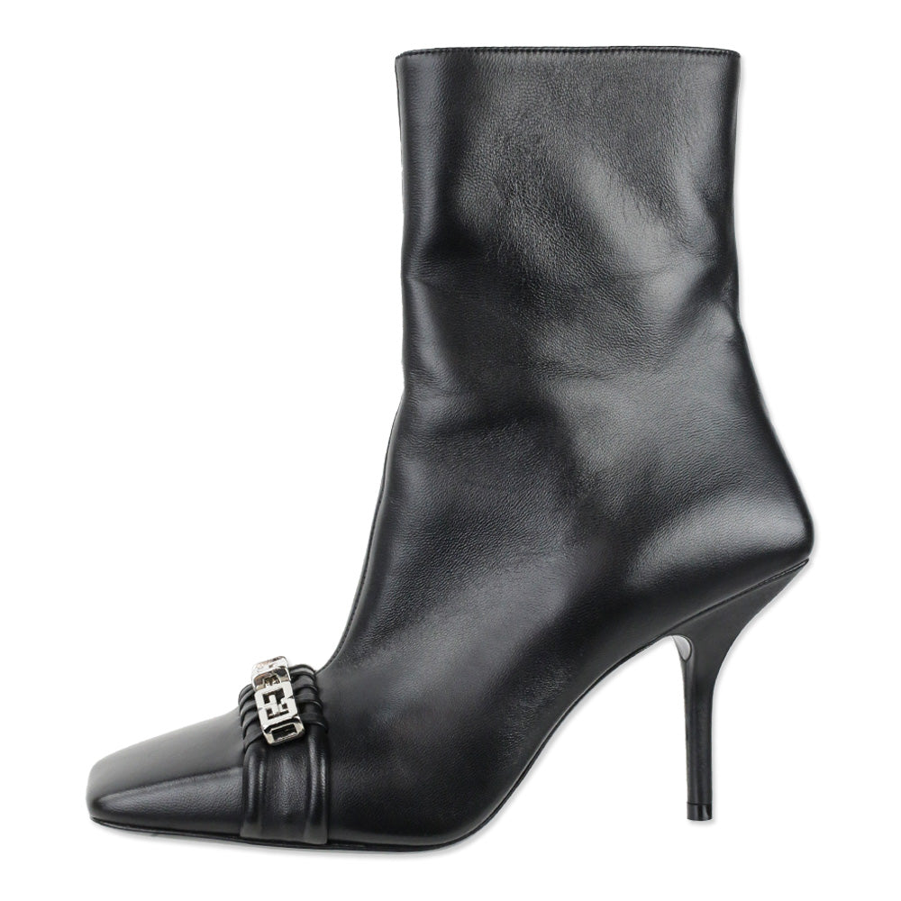 Givenchy 90MM Black Lamb Leather G Woven Ankle Boots