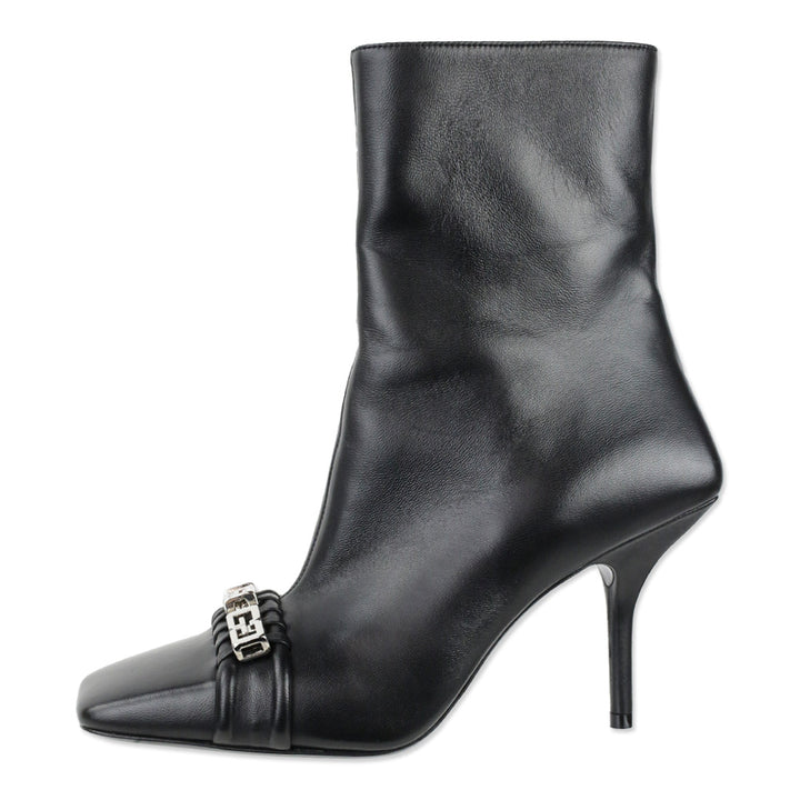 Givenchy 90MM Black Lamb Leather G Woven Ankle Boots