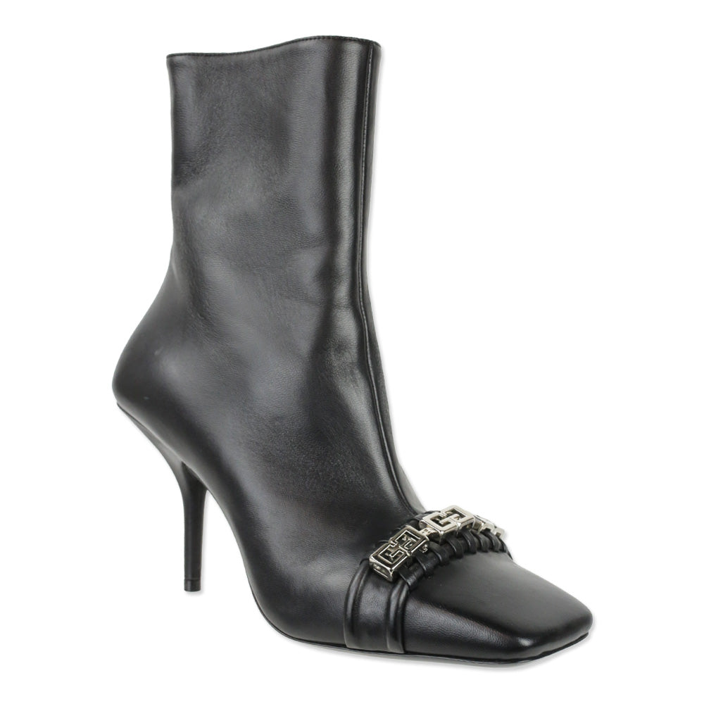 Givenchy 90MM Black Lamb Leather G Woven Ankle Boots