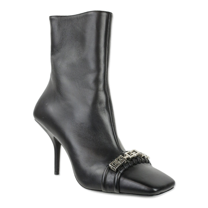 Givenchy 90MM Black Lamb Leather G Woven Ankle Boots