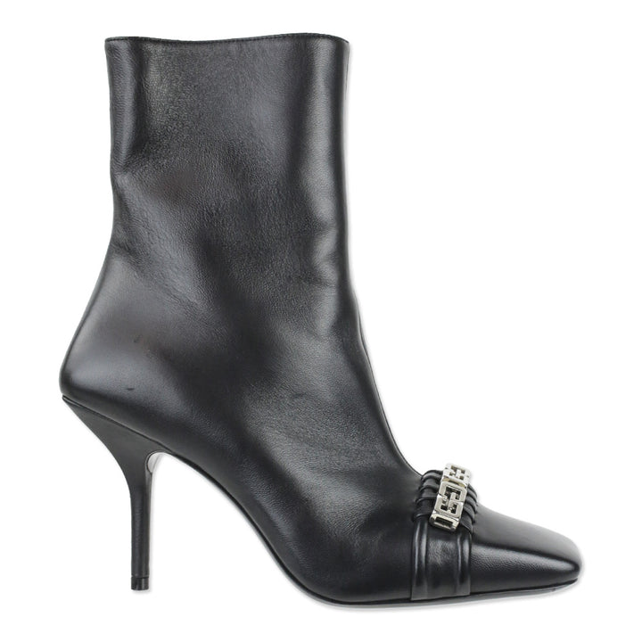 Givenchy 90MM Black Lamb Leather G Woven Ankle Boots