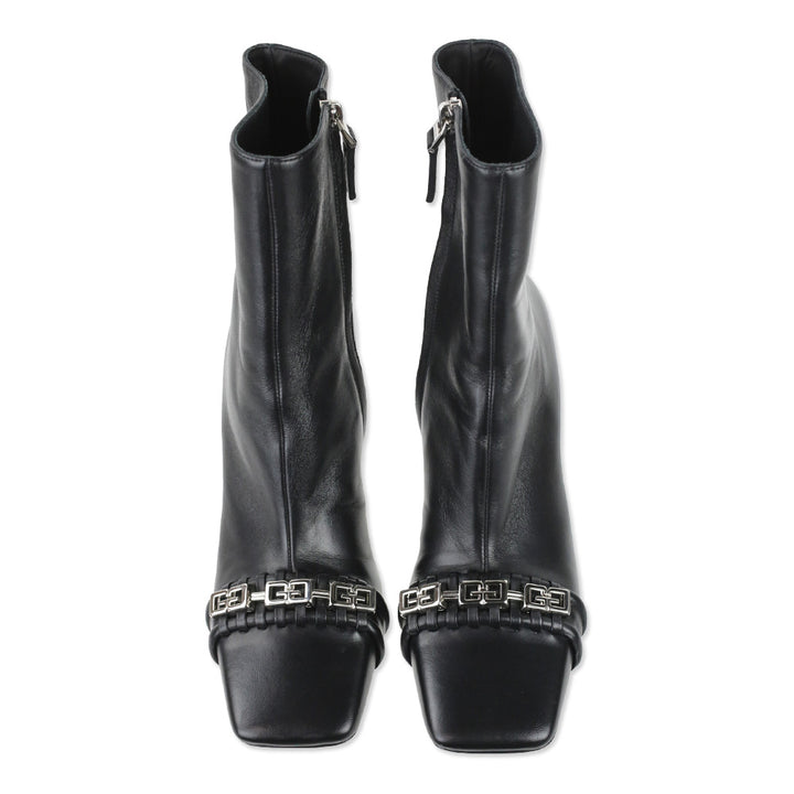 Givenchy 90MM Black Lamb Leather G Woven Ankle Boots