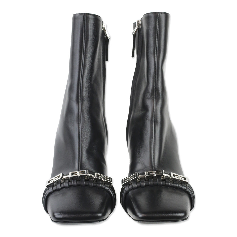 Givenchy 90MM Black Lamb Leather G Woven Ankle Boots
