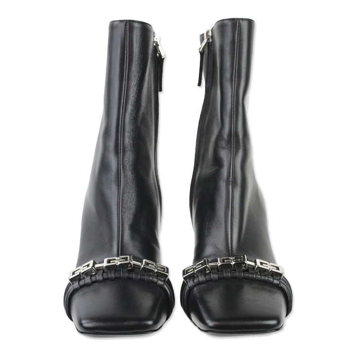 Givenchy 90MM Black Lamb Leather G Woven Ankle Boots