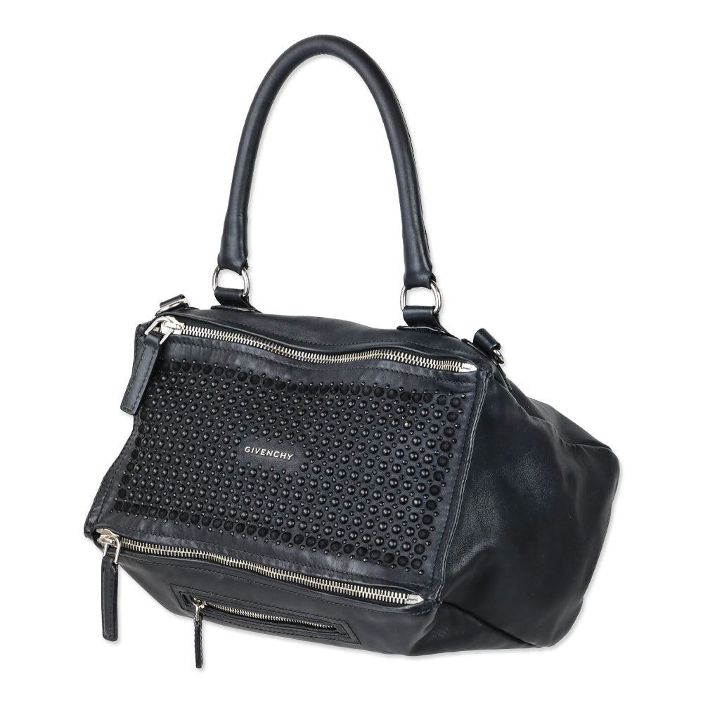 Givenchy Black Calfskin Medium Studded Pandora Crossbody Bag