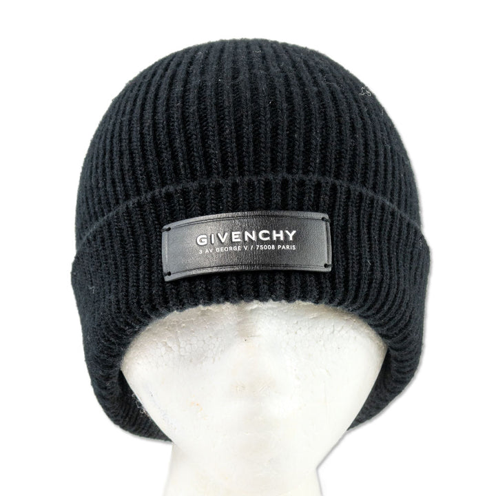 Givenchy Black Knit Logo Beanie