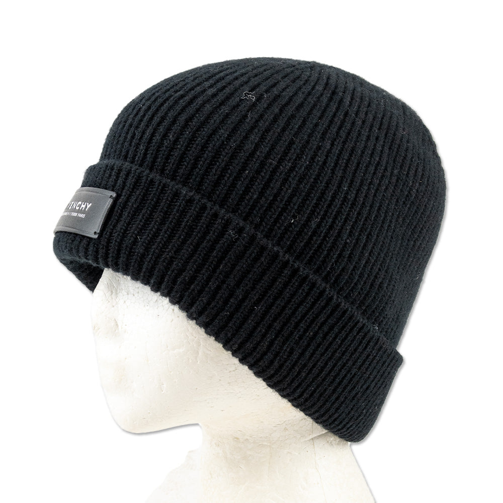 Givenchy Black Knit Logo Beanie