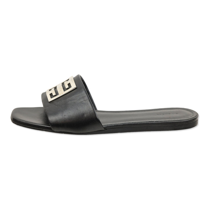 Givenchy Black Leather 4G Flat Mules