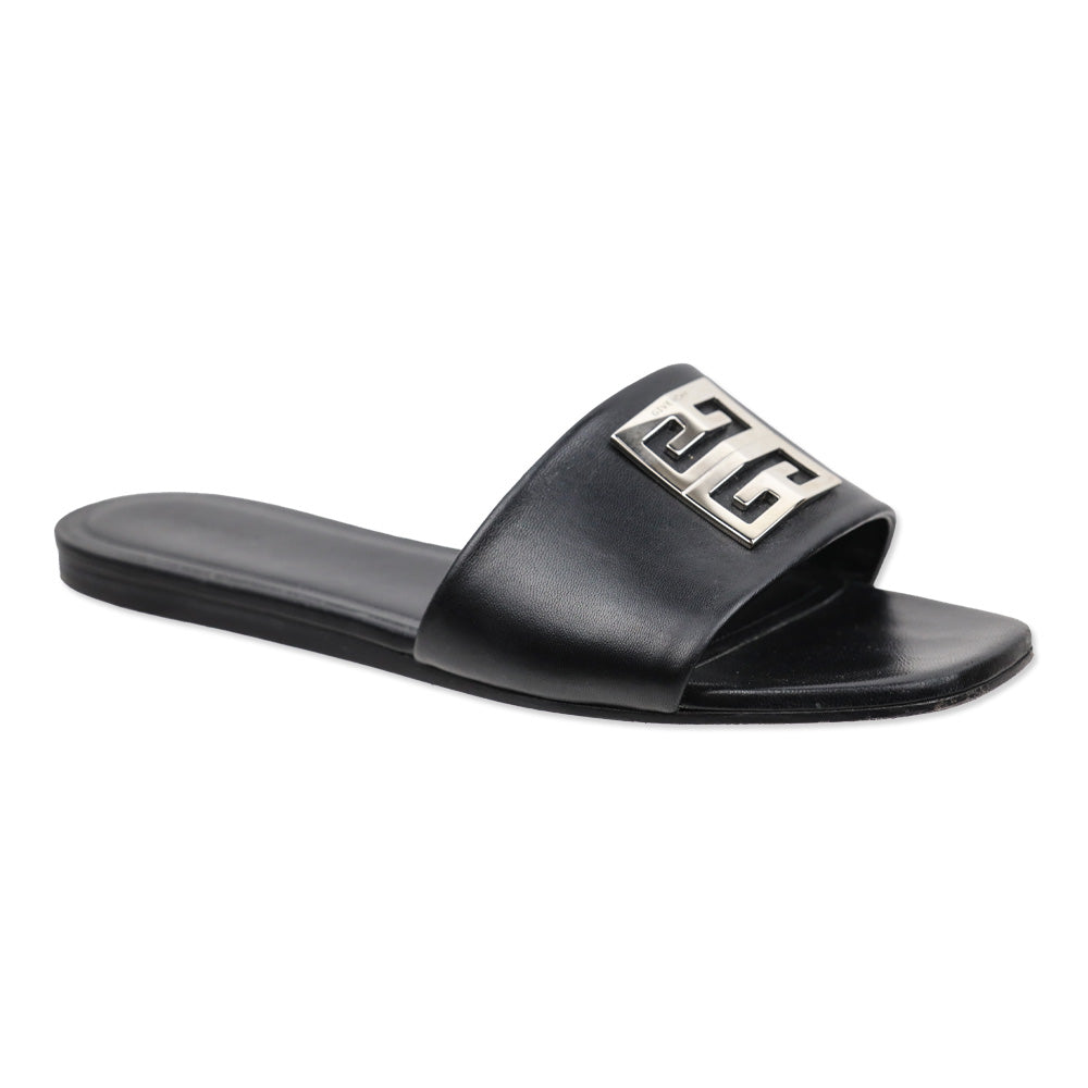Givenchy Black Leather 4G Flat Mules