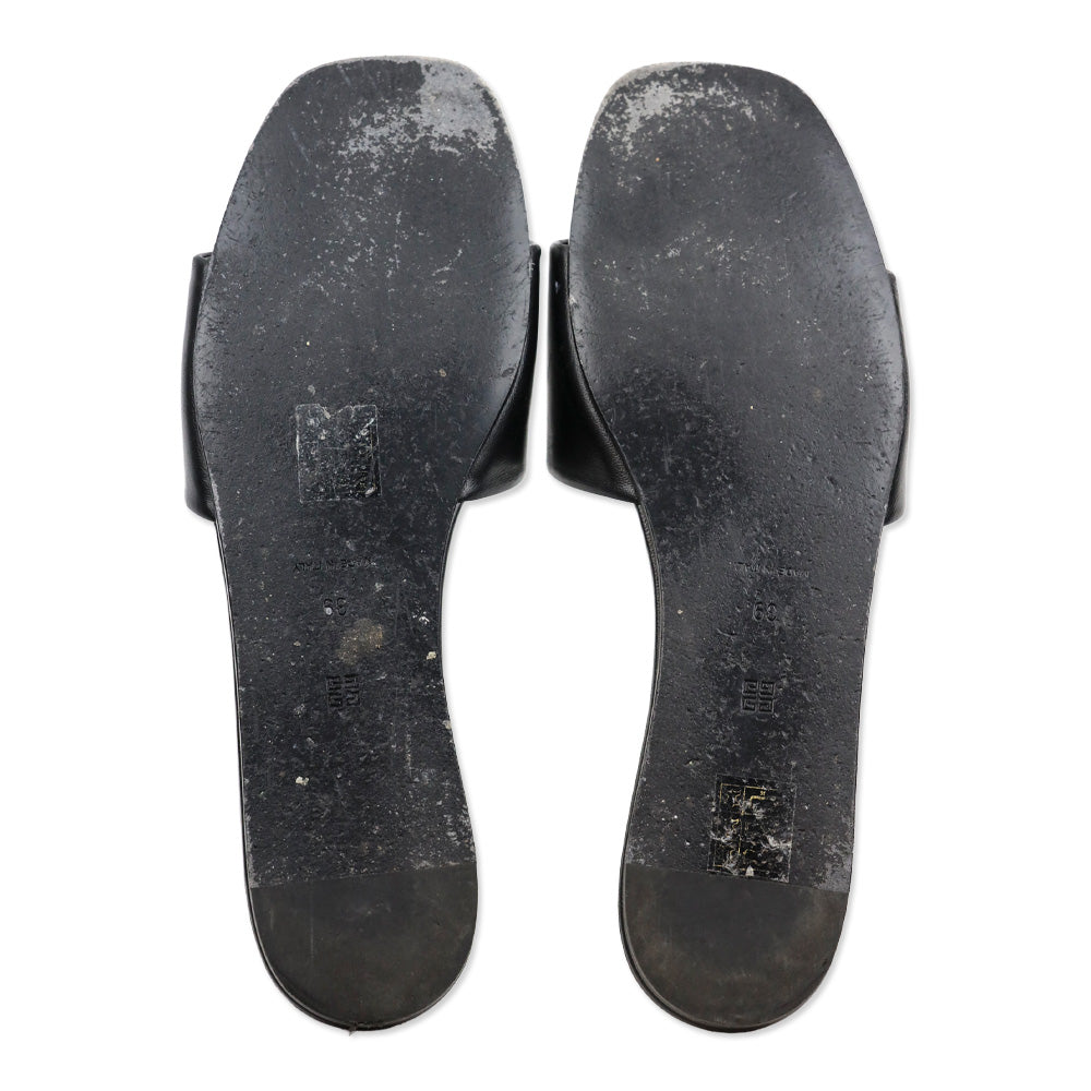 Givenchy Black Leather 4G Flat Mules