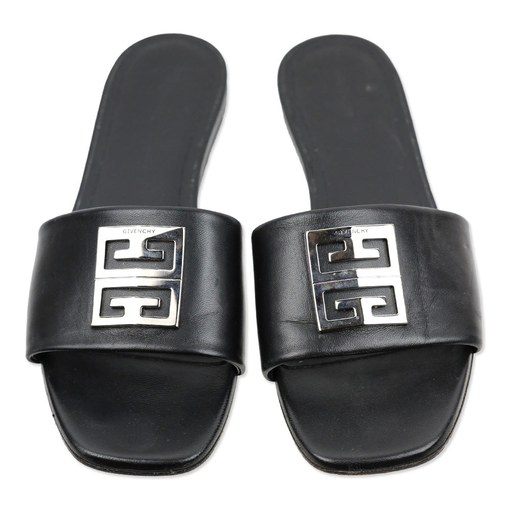 Givenchy Black Leather 4G Flat Mules