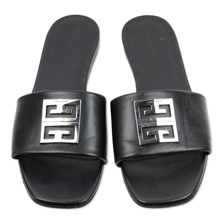 Givenchy Black Leather 4G Flat Mules