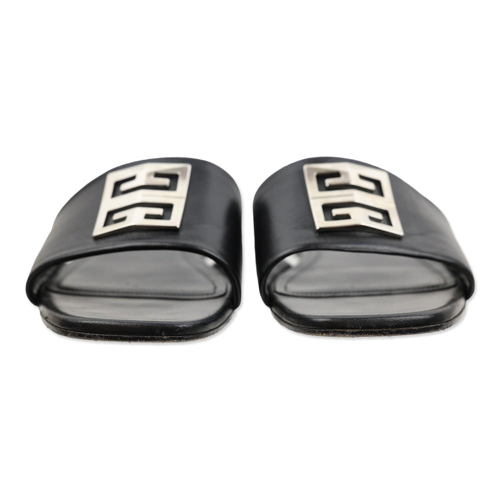 Givenchy Black Leather 4G Flat Mules