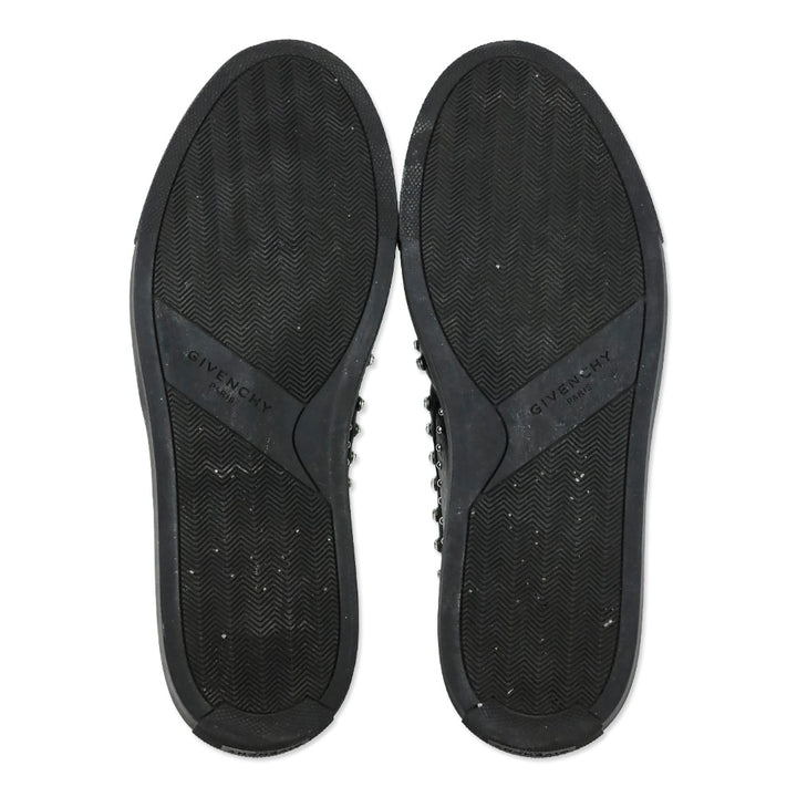 Givenchy Black Leather Crystal Studded Slip-On Sneakers