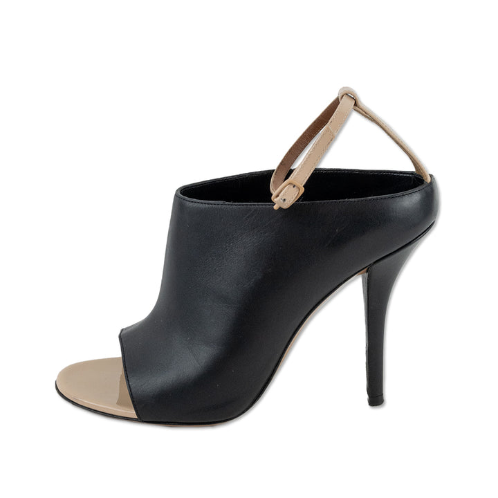 Givenchy Black Leather Open-Toe Ankle Strap Mule Pumps