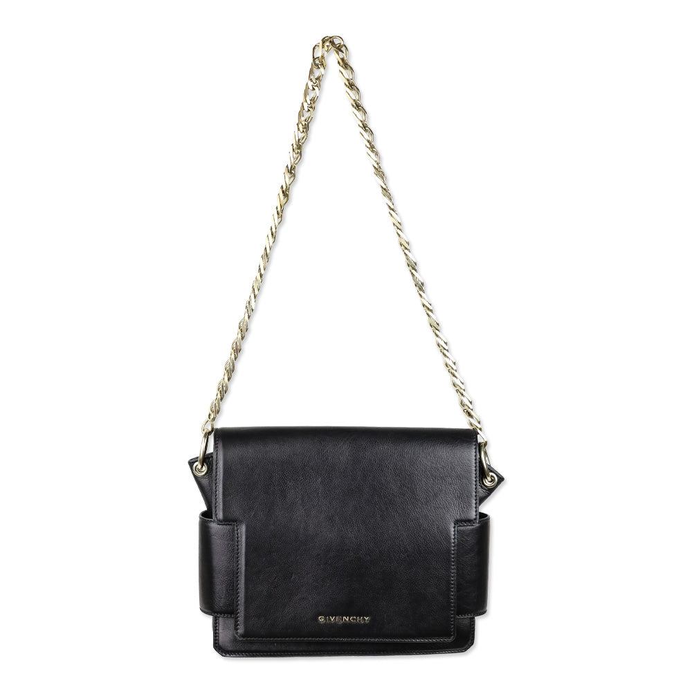 Givenchy Black Leather Shoulder Bag with Chain Strap