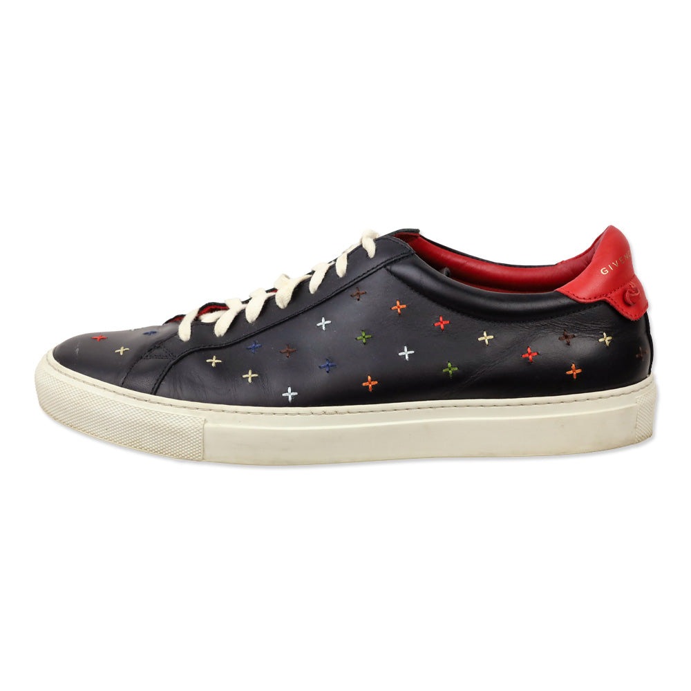 Givenchy Black Multi Embroidered Leather Low-Top Sneakers