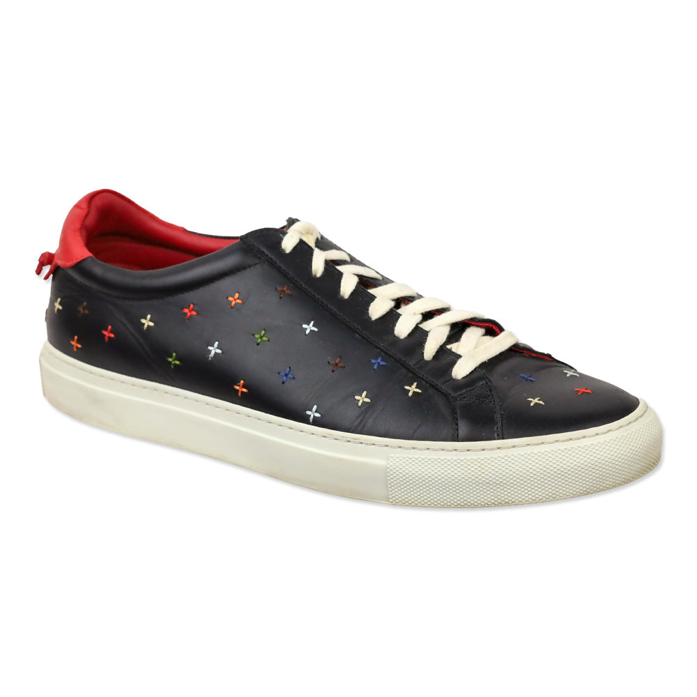 Givenchy Black Multi Embroidered Leather Low-Top Sneakers