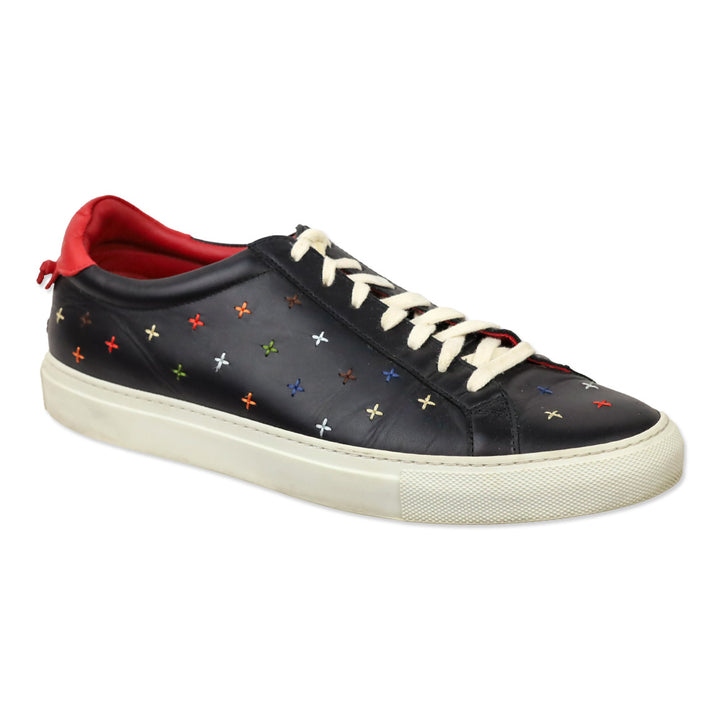 Givenchy Black Multi Embroidered Leather Low-Top Sneakers